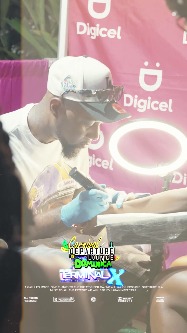 Live tattoo session under the event lights at Departure Lounge